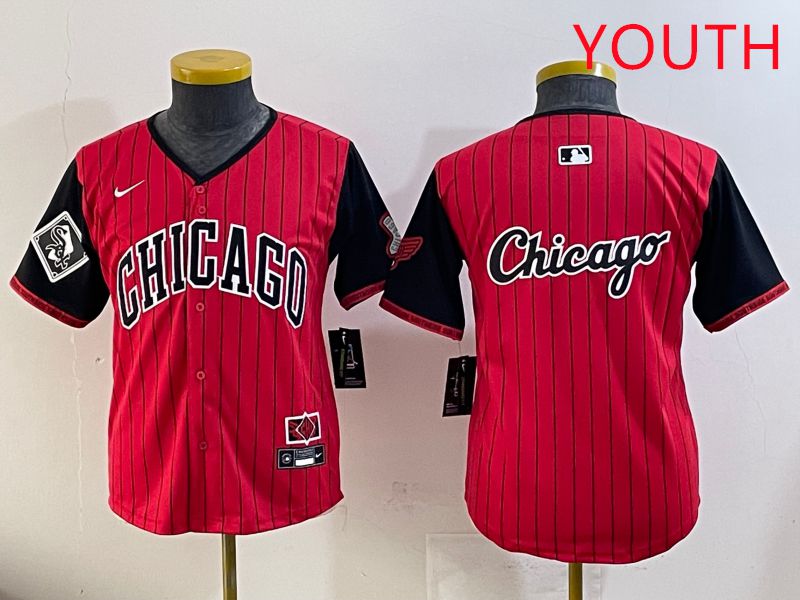 Youth Chicago White Sox Blank Red Stripe Joint Name Nike 2025 MLB Jersey style 19